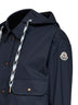 Navy blue cotton blend hooded overshirt