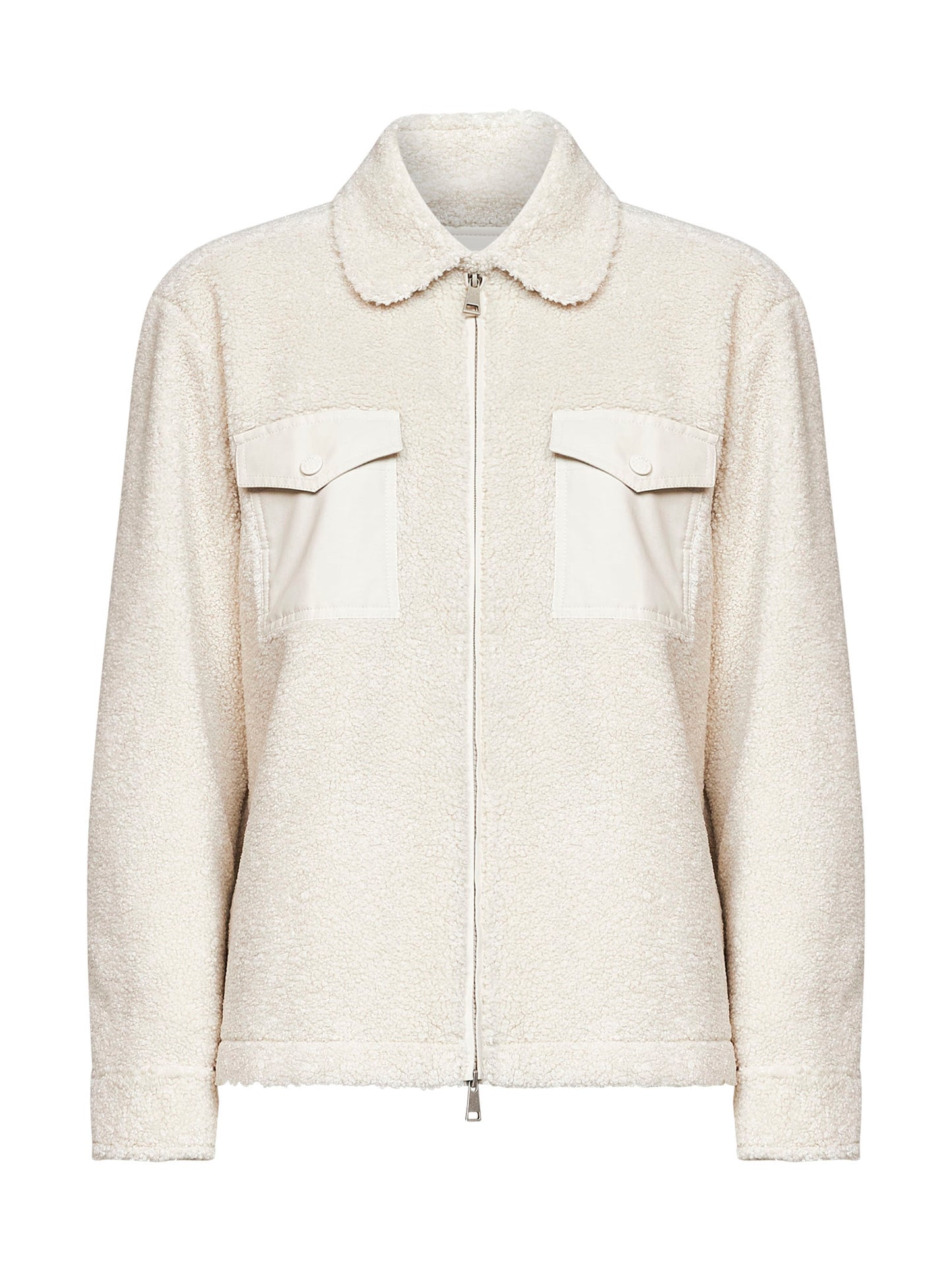 Overshirt in bouclé di lana naturale<BR/>