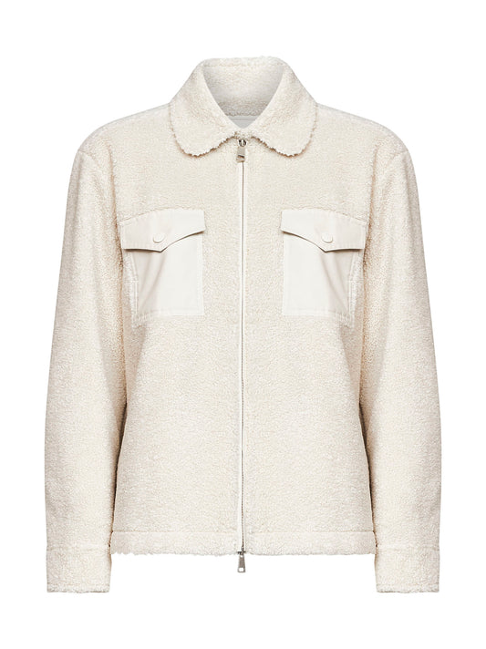 Natural wool bouclé overshirt
