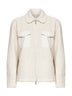 Overshirt in bouclé di lana naturale<BR/>