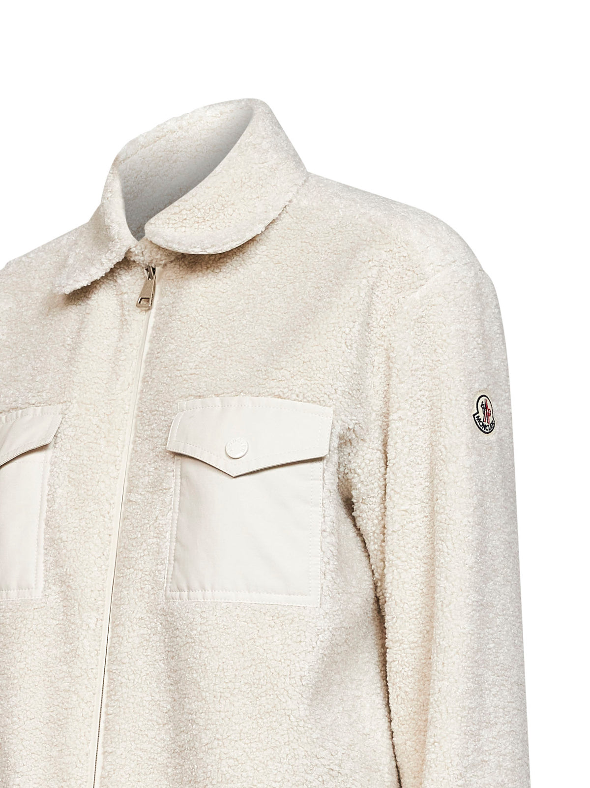 Overshirt in bouclé di lana naturale<BR/>