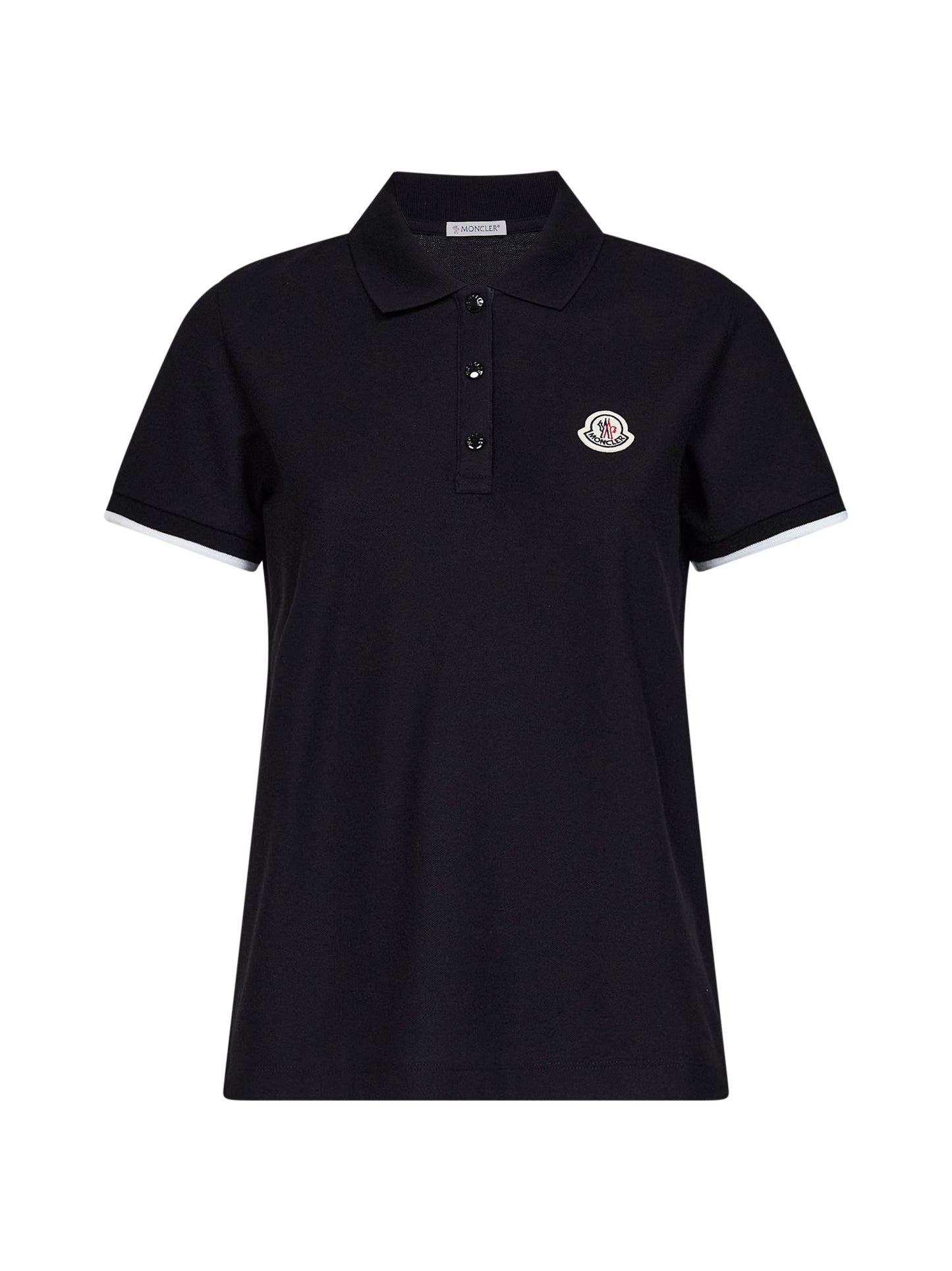 Black cotton piqué polo shirt