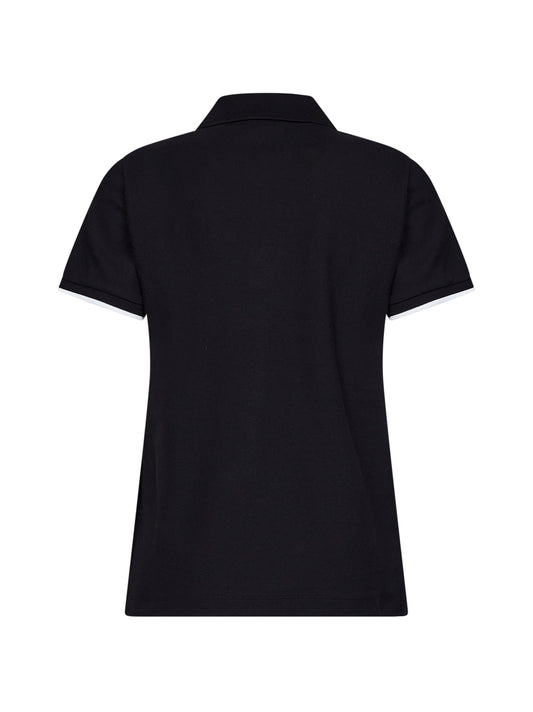 Black cotton piqué polo shirt