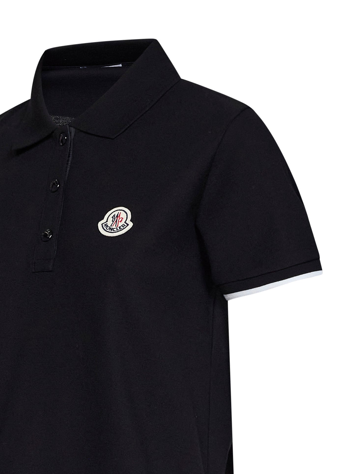 Black cotton piqué polo shirt