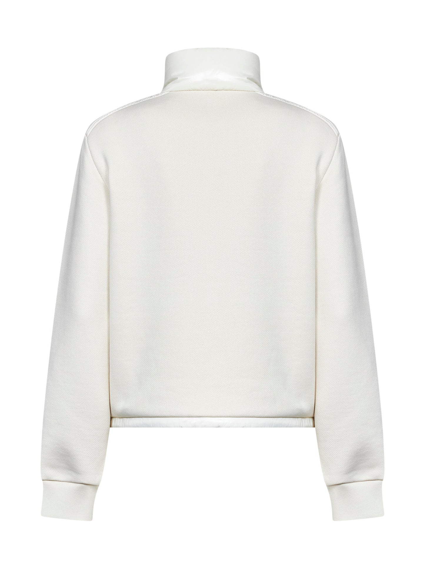 White fleece and padded nylon zip-up sweatshirt