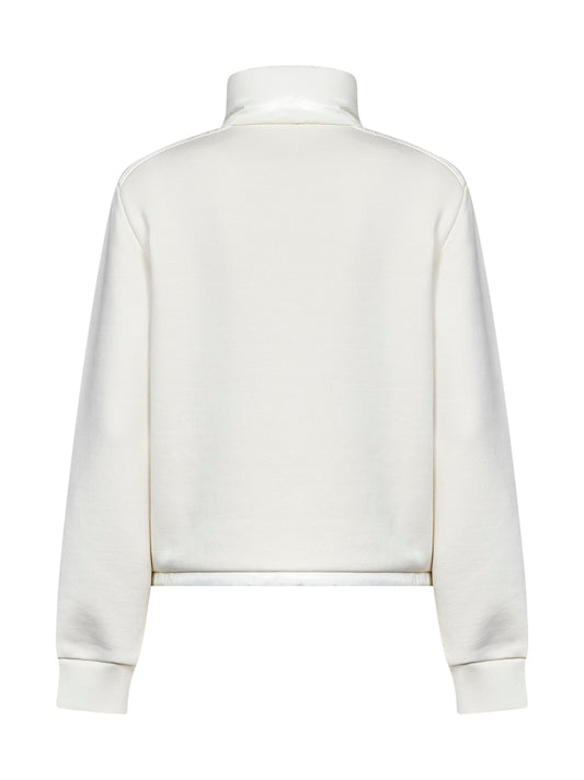 White fleece and padded nylon zip-up sweatshirt
