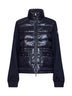 Felpa con zip in pile e nylon imbottito blu navy