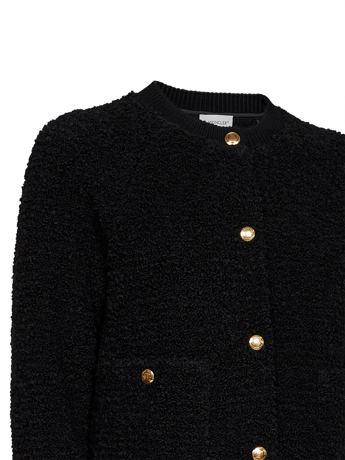 Black bouclé knit cardigan