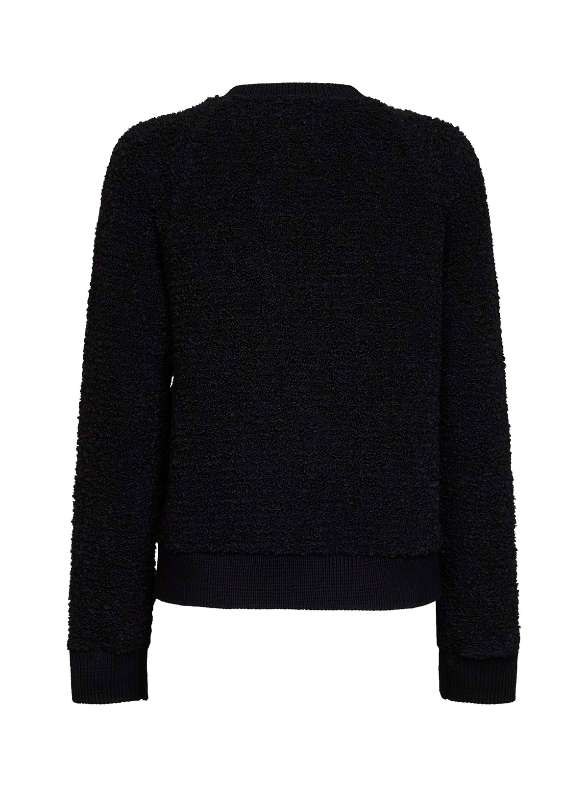Black bouclé knit cardigan