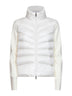 Cardigan imbottito con zip in lana bianca
