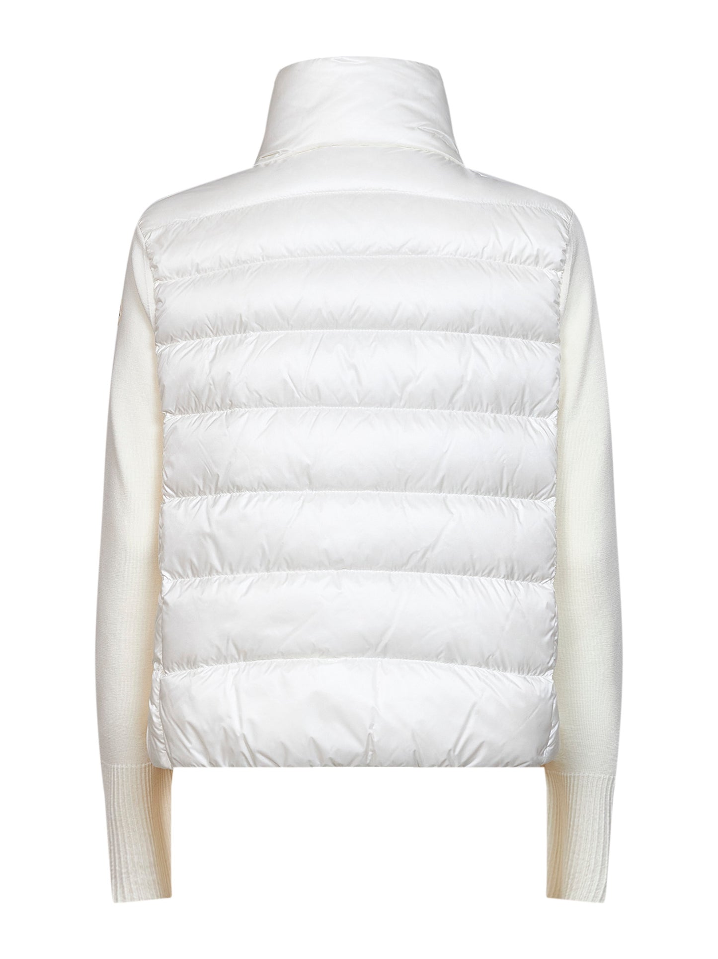 Cardigan imbottito con zip in lana bianca