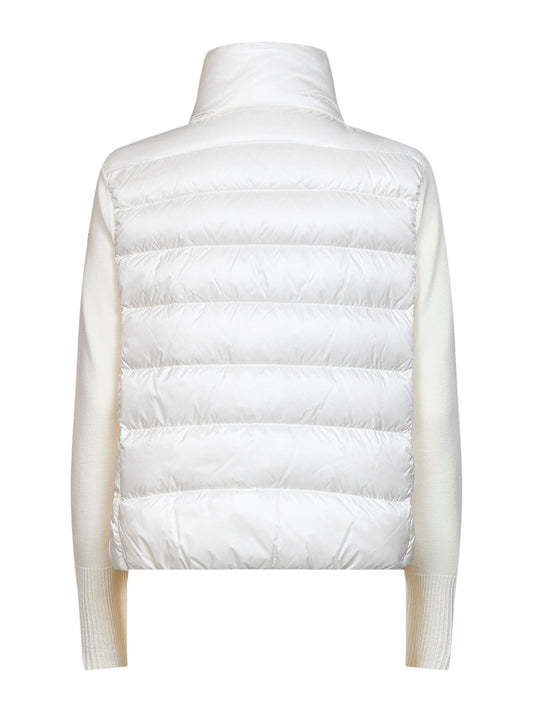 White wool zip-up padded cardigan