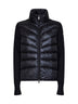 Black wool zip-up padded cardigan