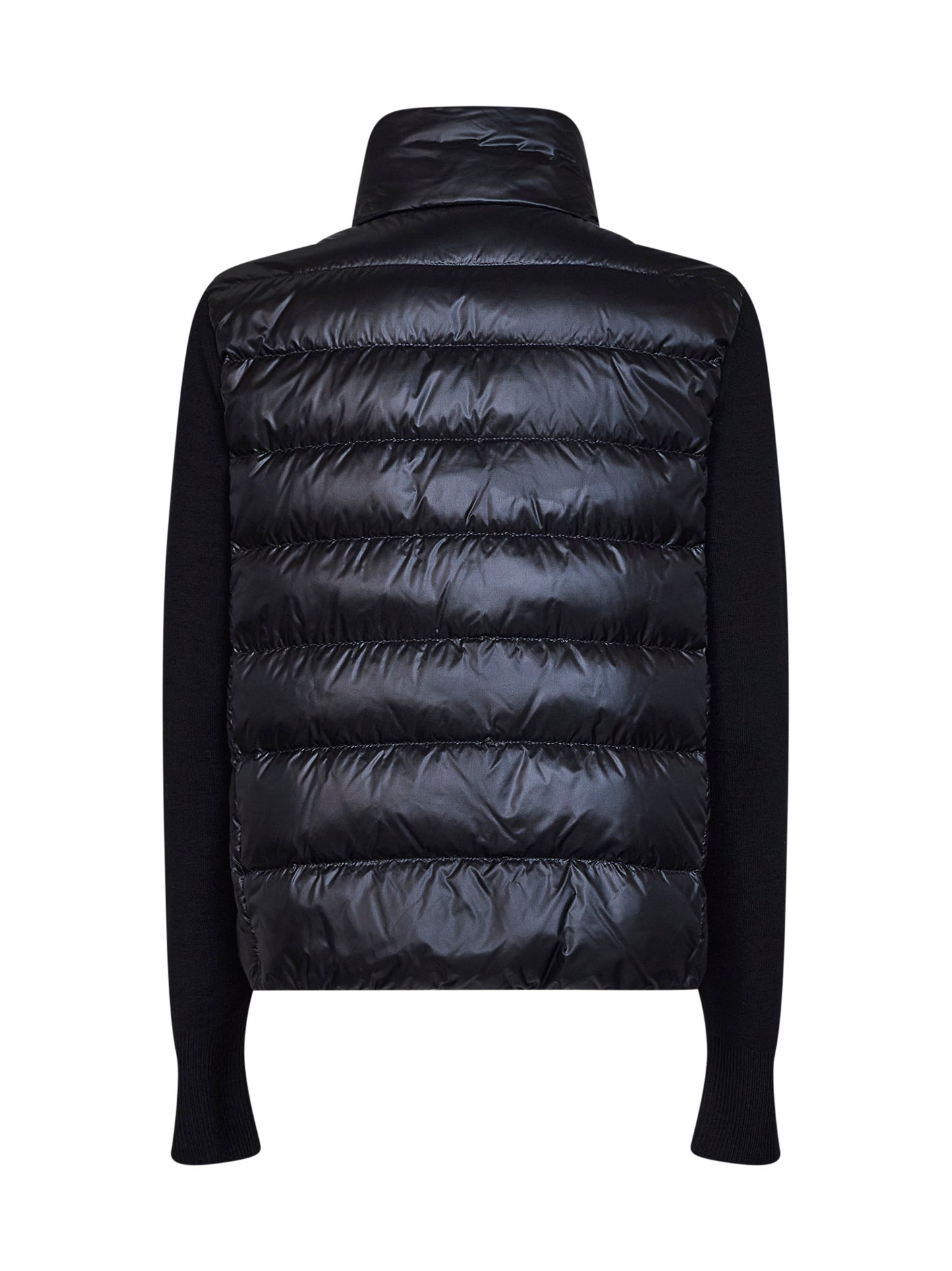 Black wool zip-up padded cardigan