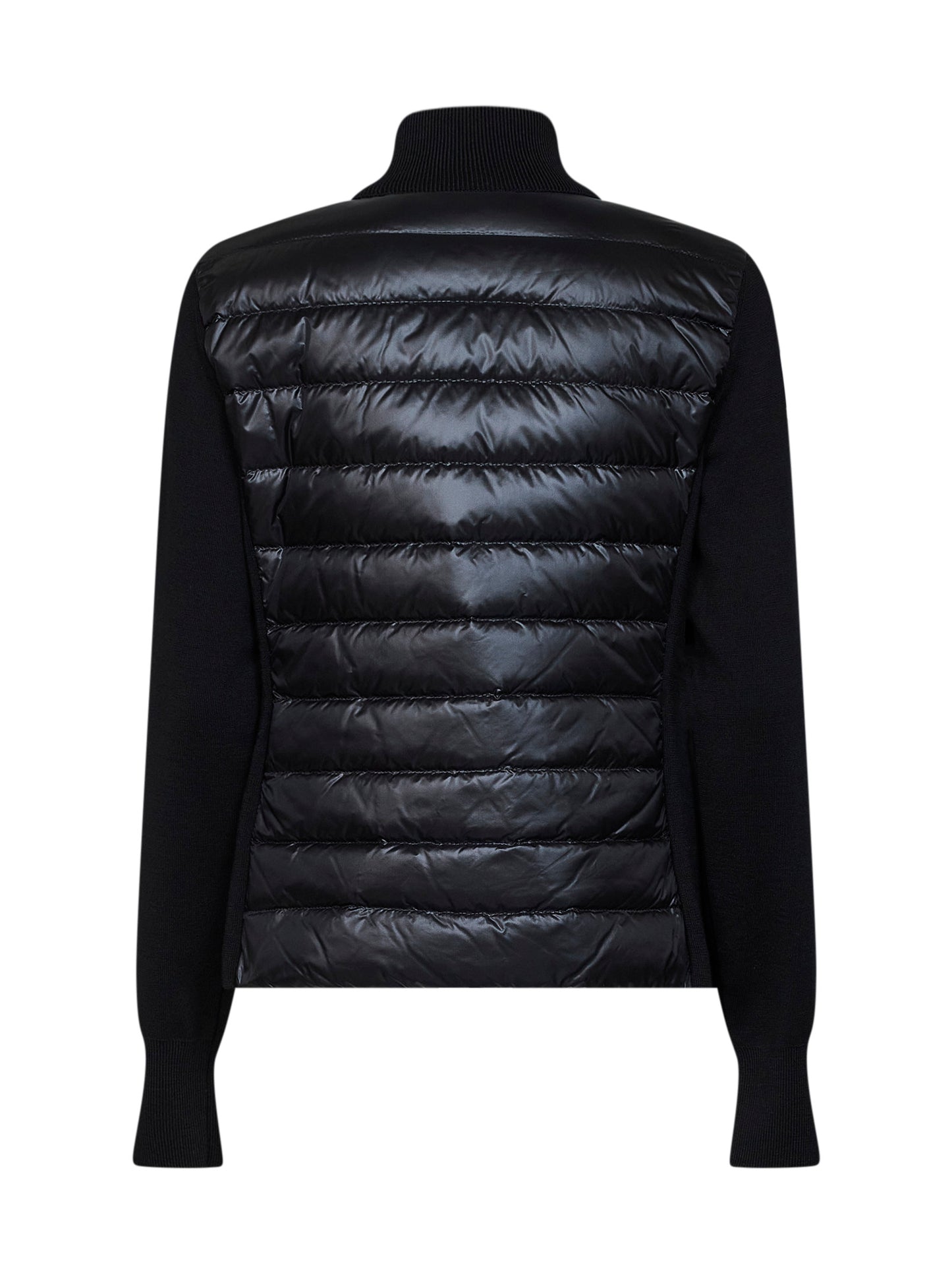 Cardigan imbottito con zip in lana nera