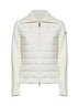 Cardigan imbottito con zip in lana avorio