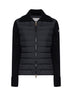 Black wool zip-up padded cardigan