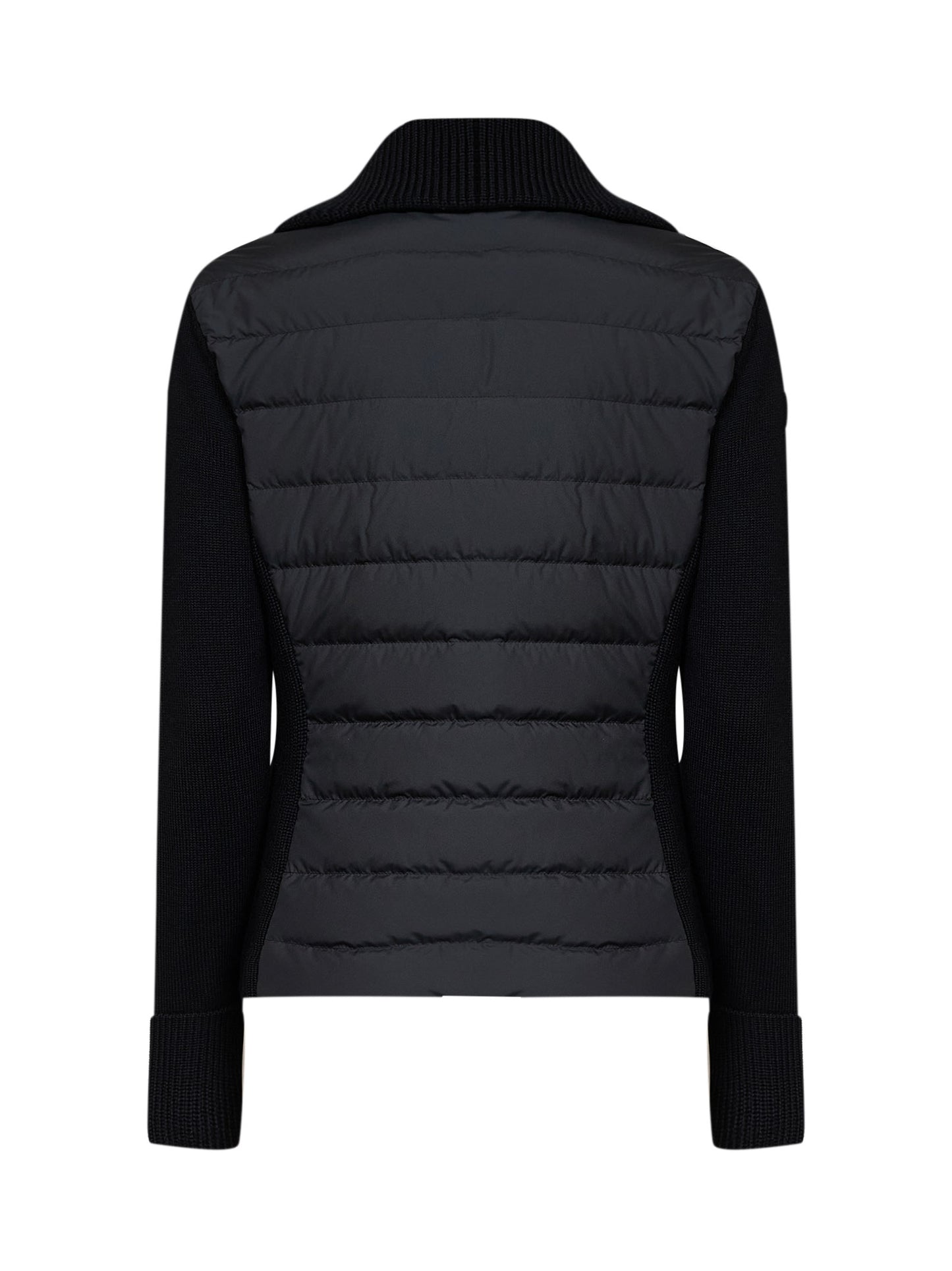 Black wool zip-up padded cardigan