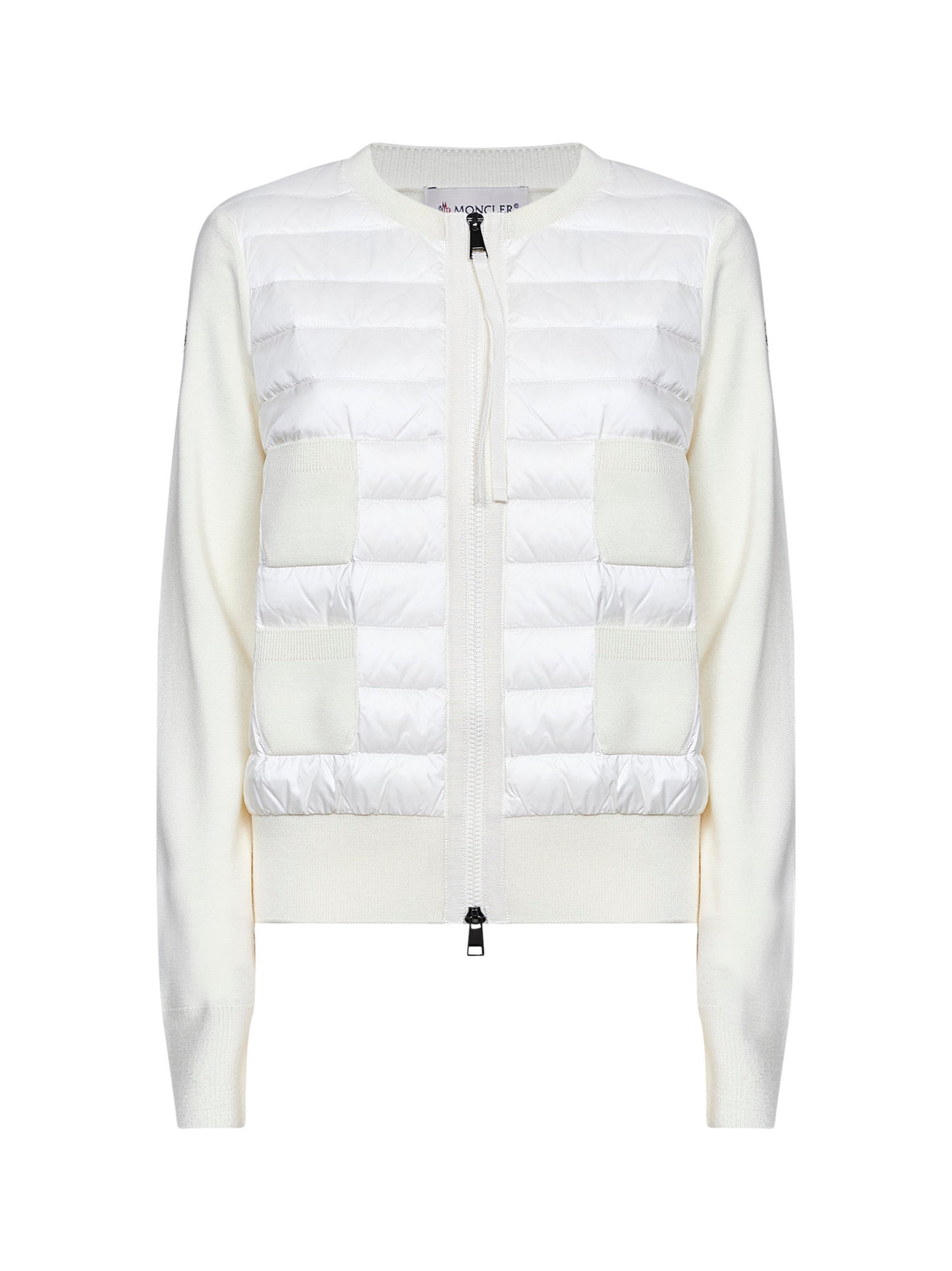 Cardigan imbottito con zip in lana naturale