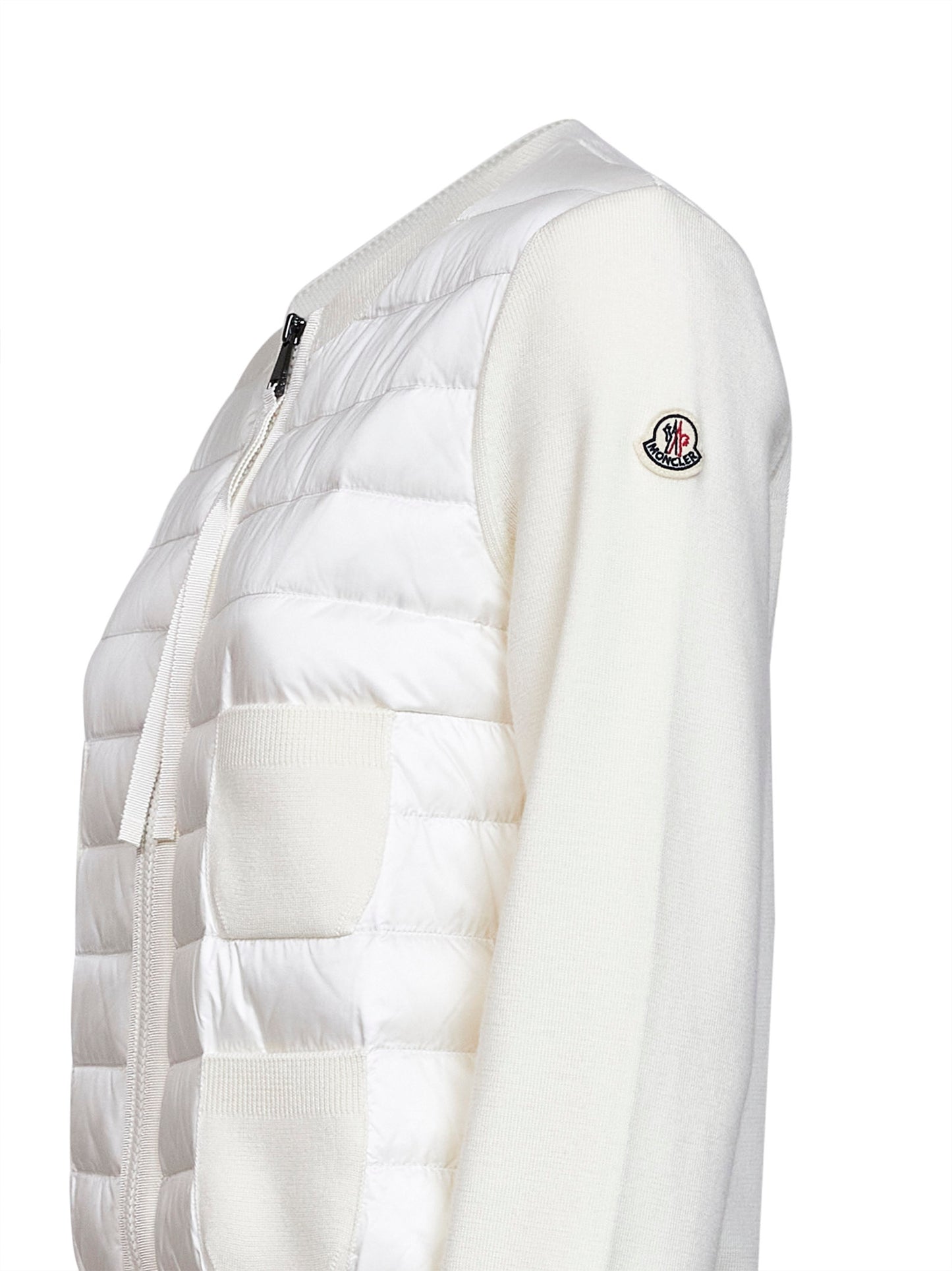 Cardigan imbottito con zip in lana naturale