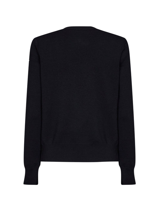Black wool zip-up padded cardigan