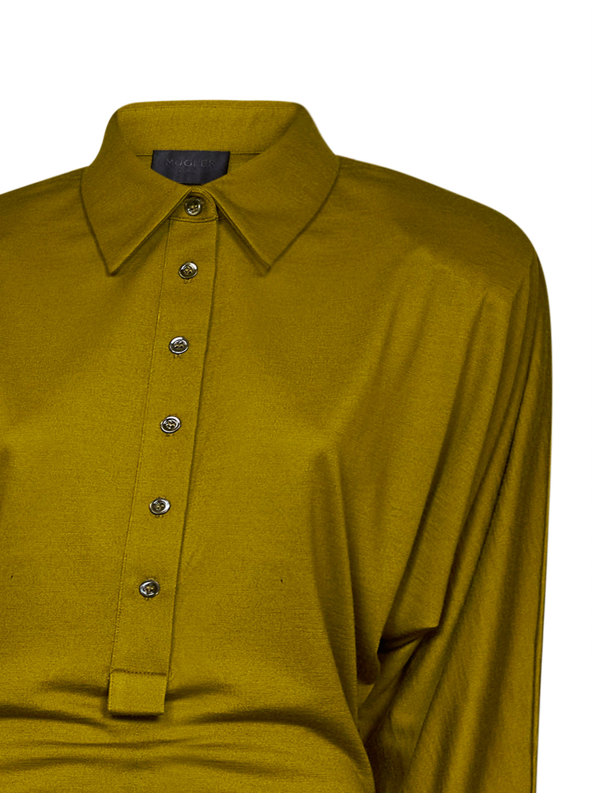 Body a polo in jersey di misto lana verde oliva