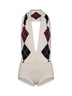 Body in maglia di lana vergine a rombi beige