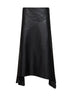 Black nappa leather asymmetric skirt