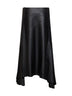 Black nappa leather asymmetric skirt