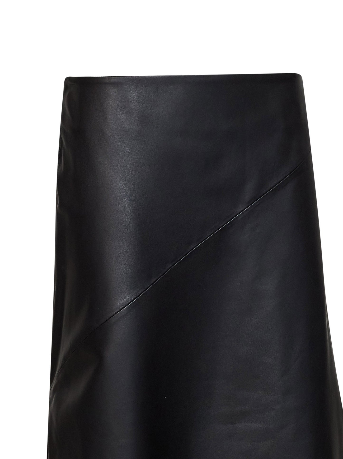 Black nappa leather asymmetric skirt