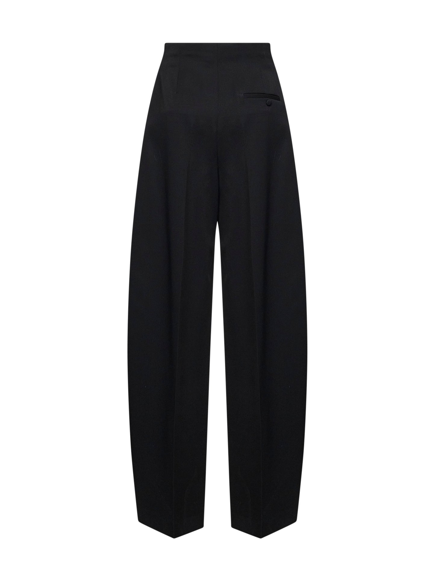 Pantaloni ampi con pinces in lana nera