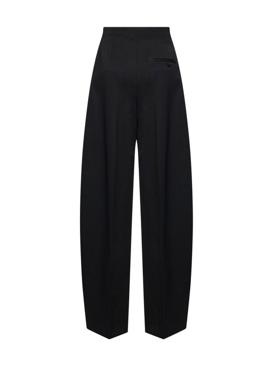 Pantaloni ampi con pinces in lana nera