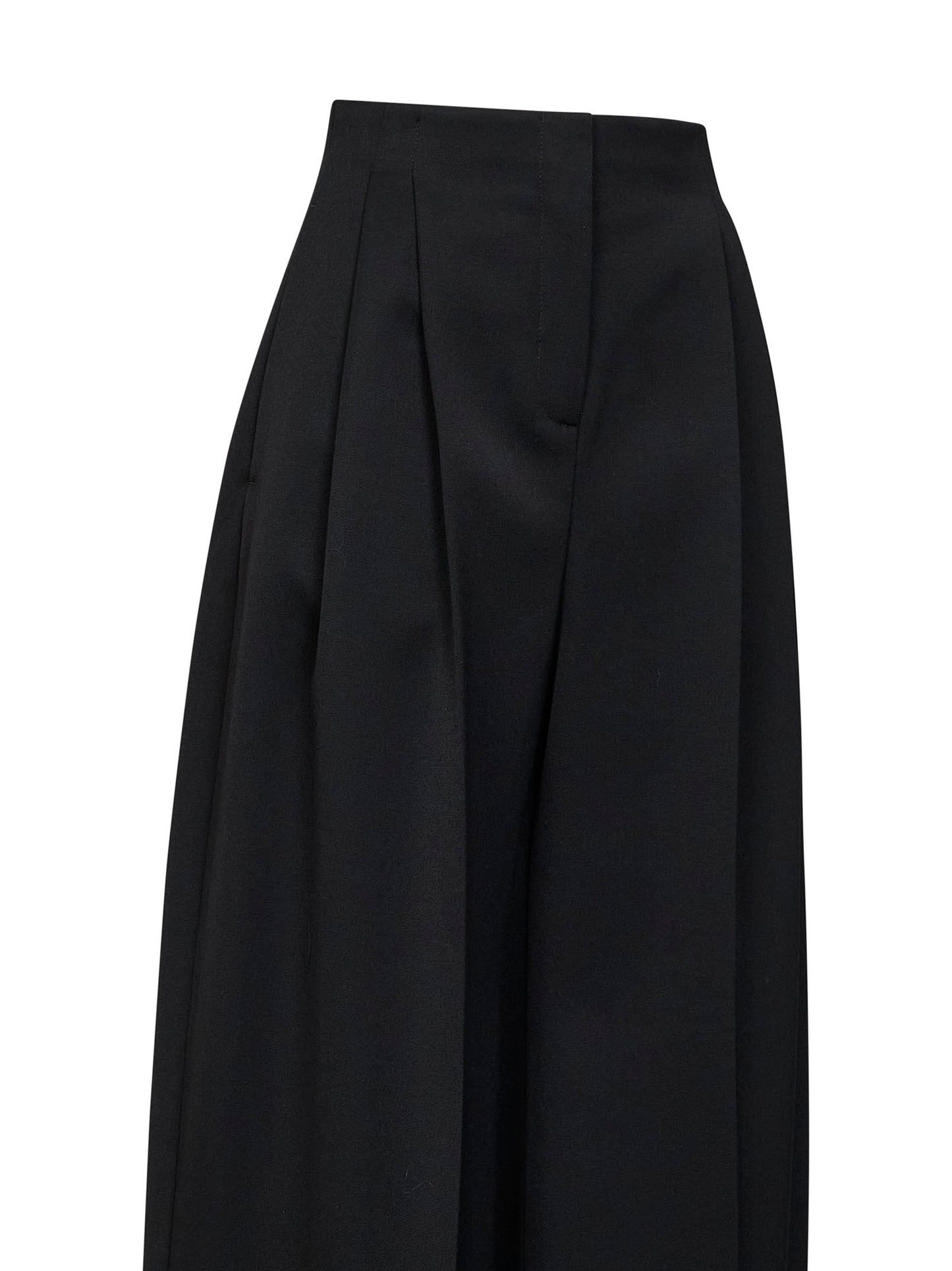Pantaloni ampi con pinces in lana nera