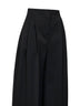 Pantaloni ampi con pinces in lana nera