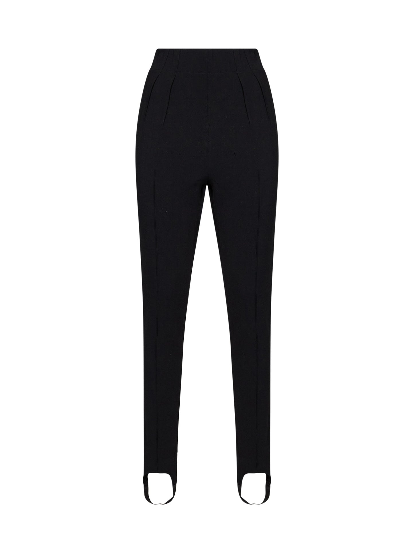 Black stretch wool-blend stirrup tailored leggings