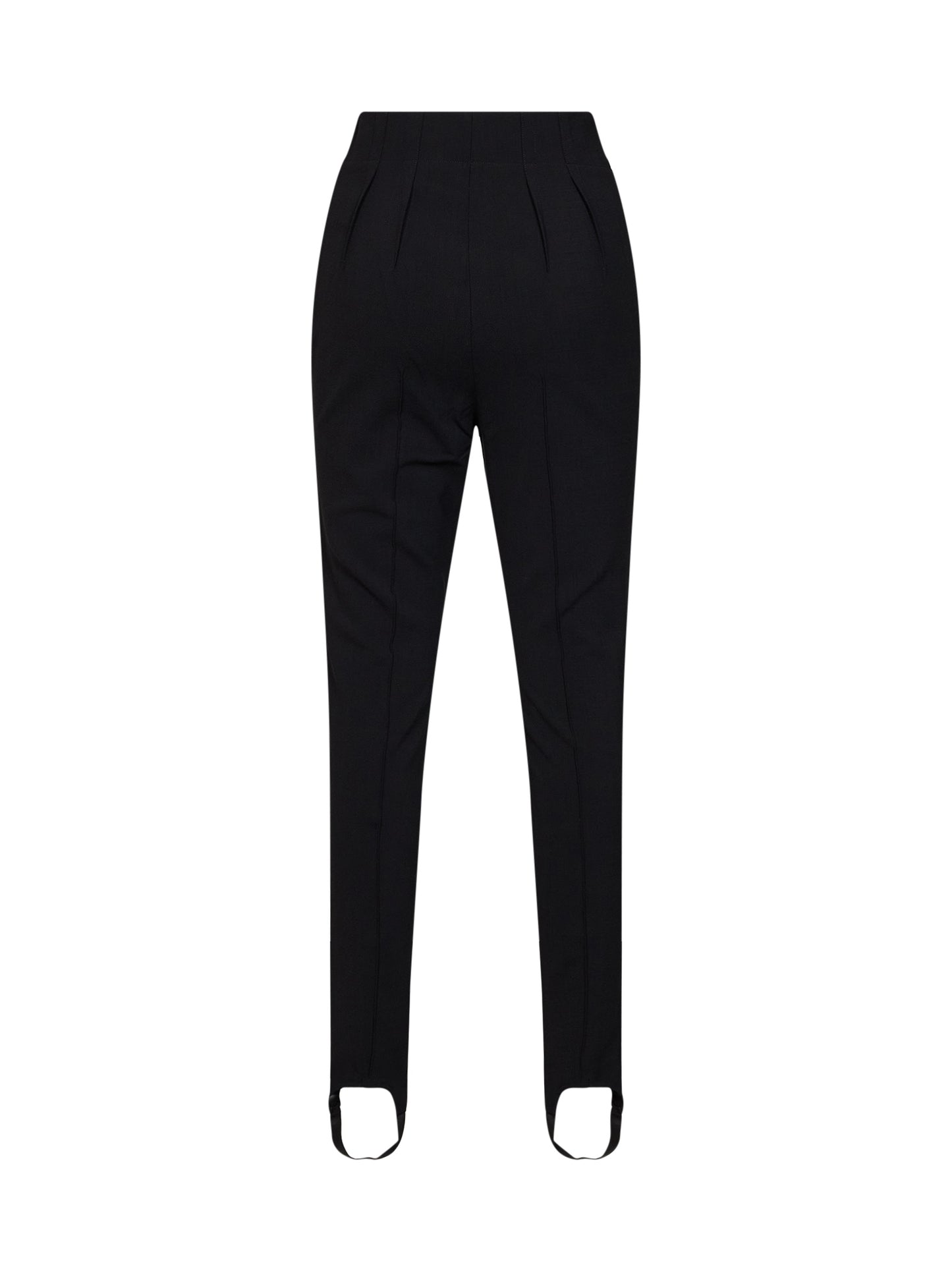 Black stretch wool-blend stirrup tailored leggings