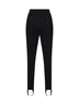 Black stretch wool-blend stirrup tailored leggings