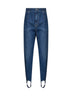 Jeans a sigaretta con staffe in denim blu