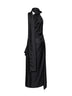 Abito midi fluido con sciarpa in twill di seta nero
