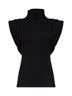 Top smanicato con drappeggi in jersey nero