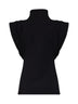 Top smanicato con drappeggi in jersey nero