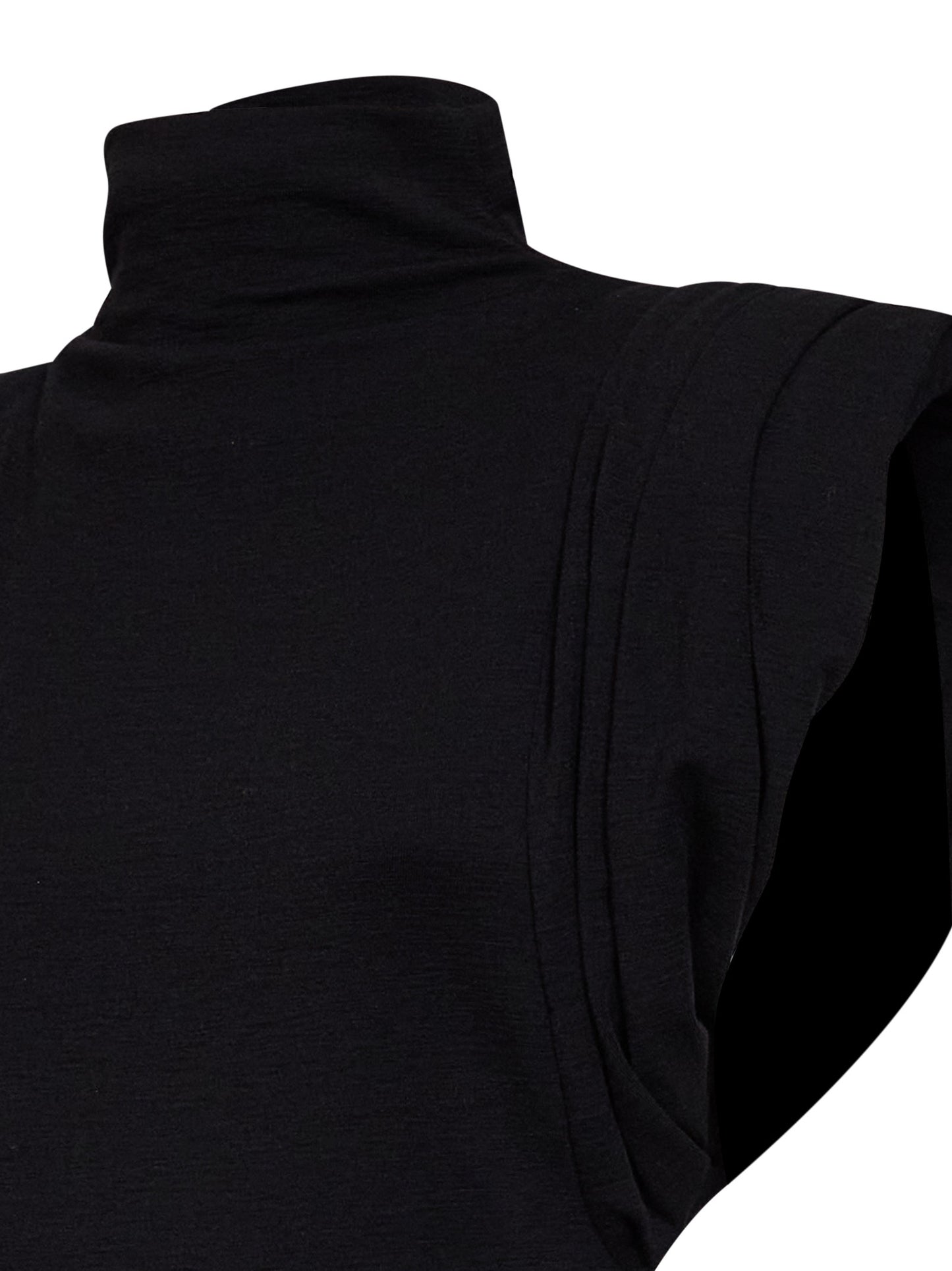 Top smanicato con drappeggi in jersey nero