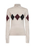 Maglia dolcevita in lana vergine a rombi beige