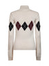 Maglia dolcevita in lana vergine a rombi beige