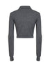 Polo crop in maglia di cashmere grigio melange