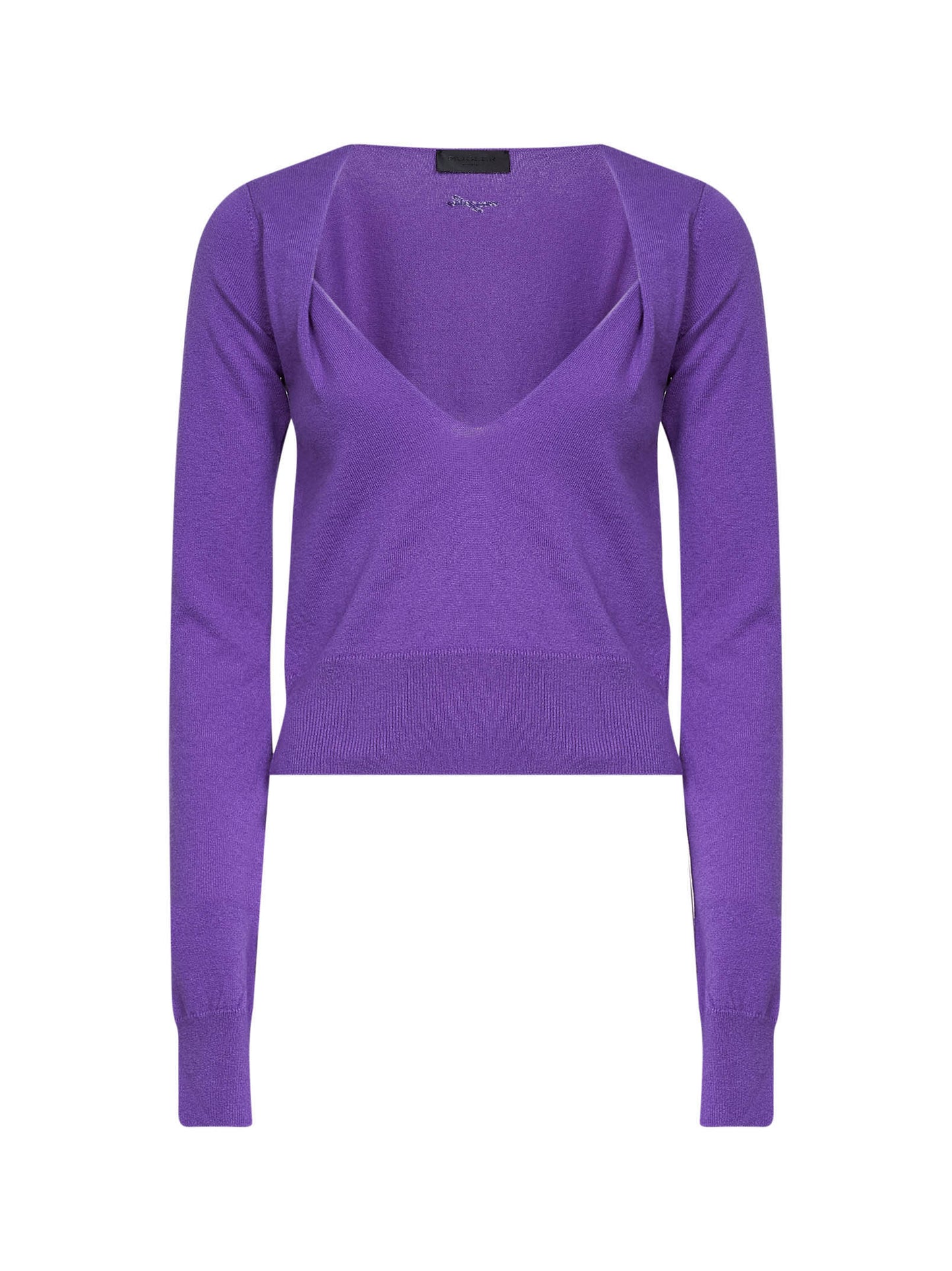 Purple cashmere knit V-neck top