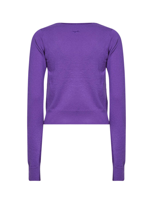 Purple cashmere knit V-neck top