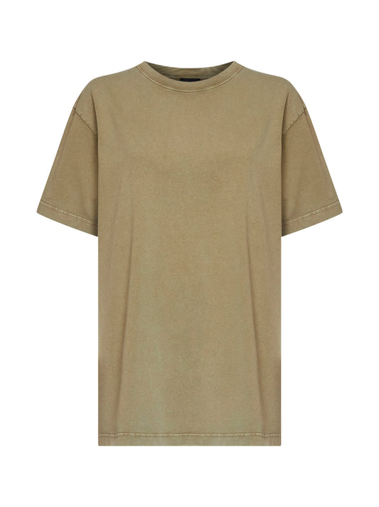 Khaki cotton jersey logo T-shirt