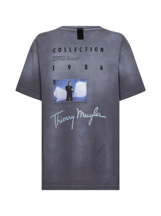 T-shirt con logo in jersey di cotone tortora