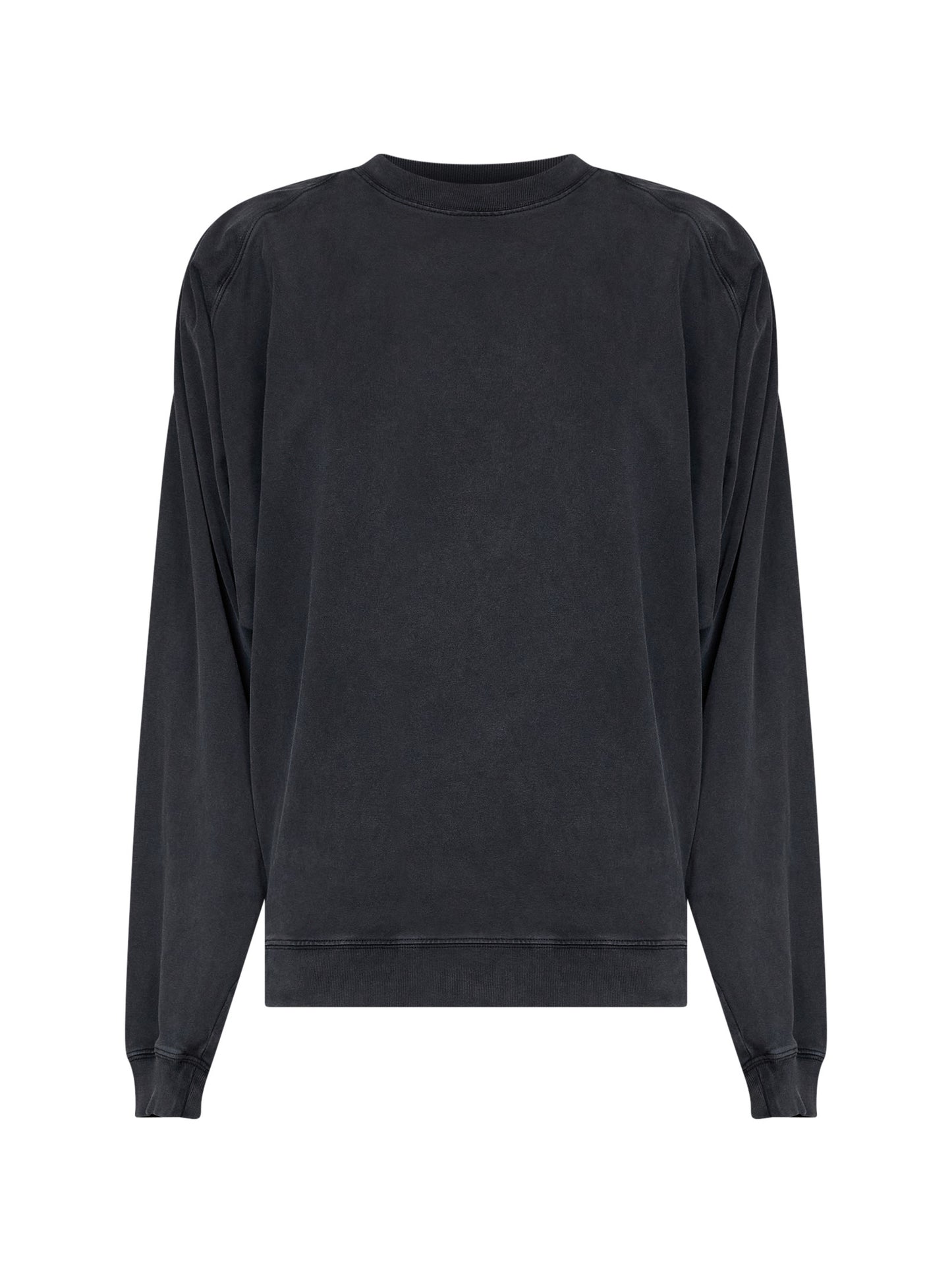 Black cotton batwing-sleeves sweatshirt